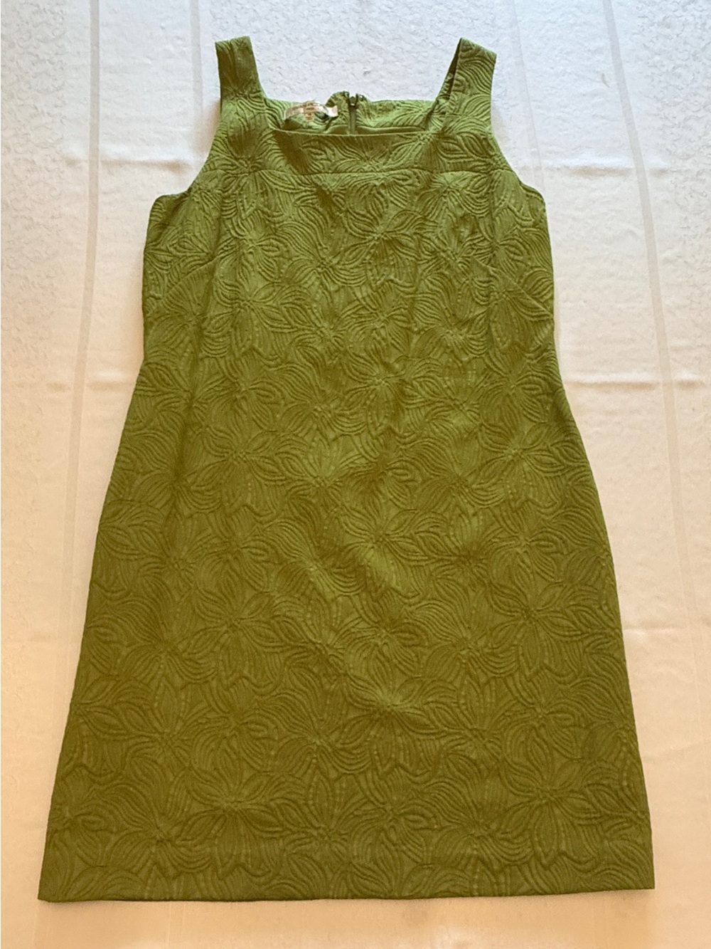 Evan Picone Olive Green Textured Sheath Dress